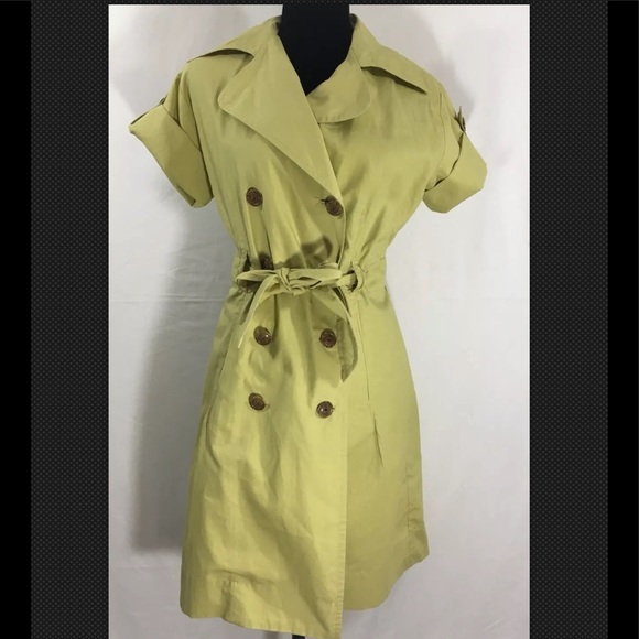 CAbi Dresses & Skirts - CaBi Lime Green Safari Trench Jacket Dress